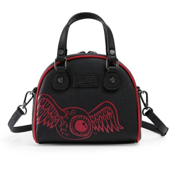 Von Dutch Crossbody Bowling Bag Flying Eye Black Red Two Tone Y2K New With Tags - Picture 1 of 8